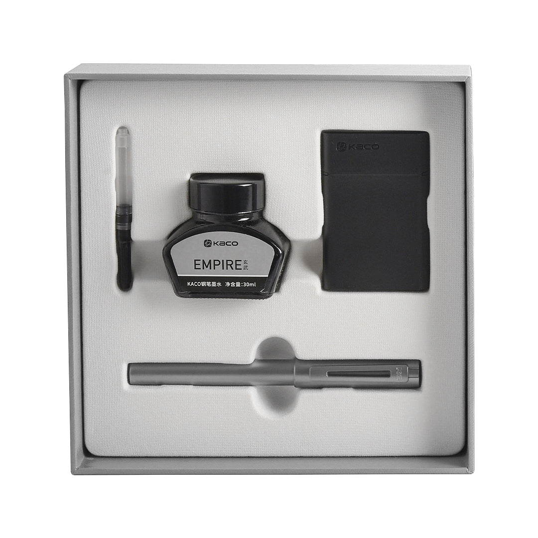Kaco | Combo Set | Fountain Pen with Bottle Ink | Sky Metal