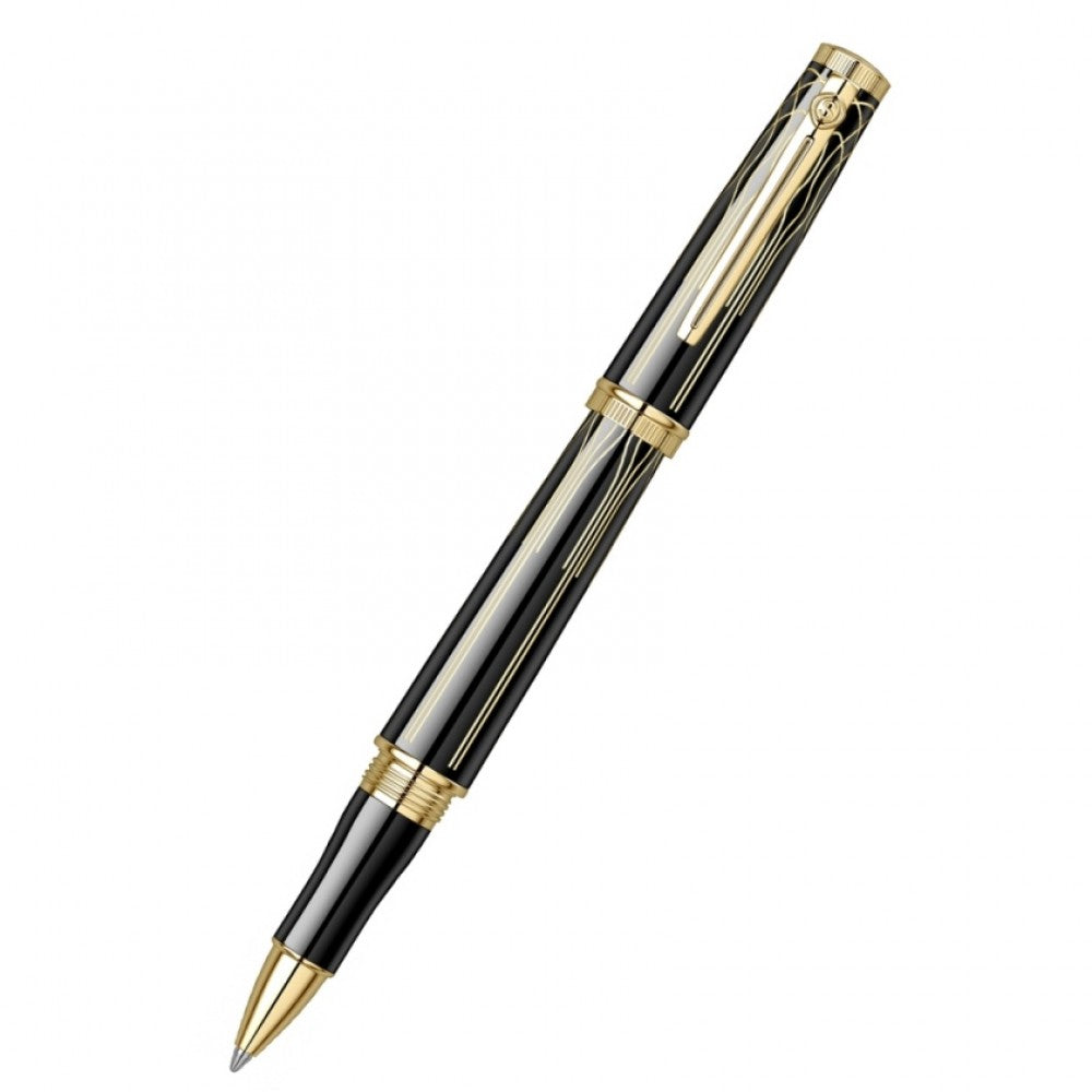 Scrikss | Heritage | Glossy Black | Roller ball Pen | 23k Gold Plated | 1.0mm