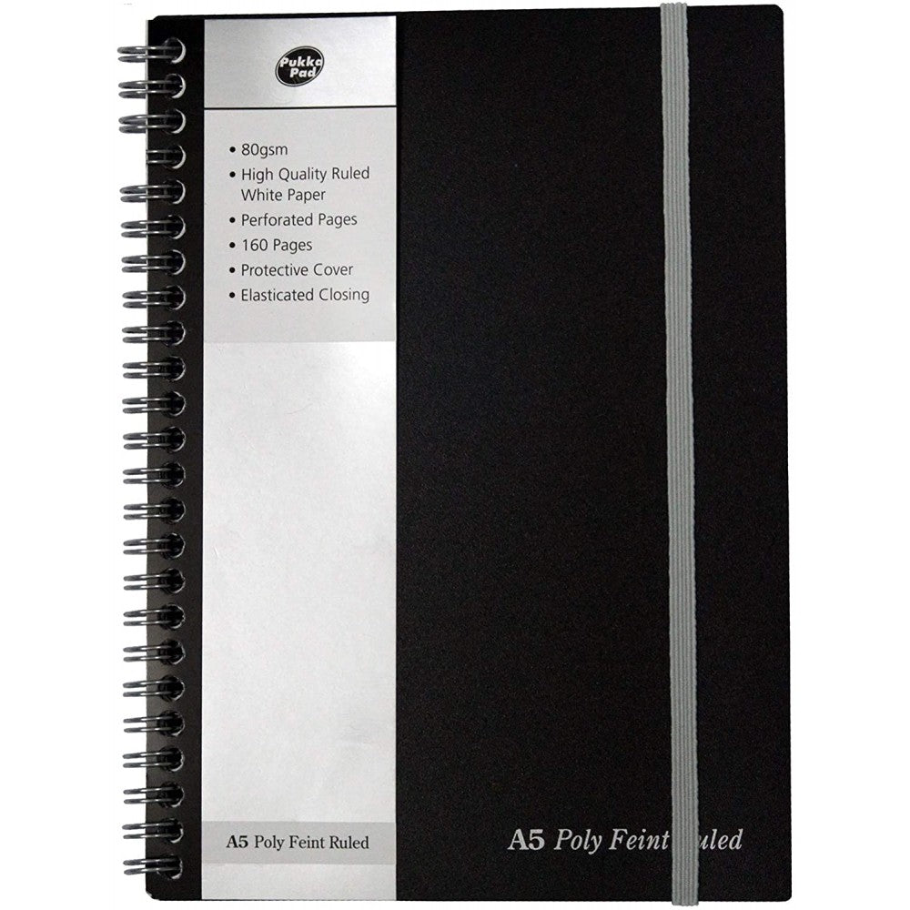 Pukka Pad | A5 | Ruled 80gsm | Spiral Bound Note Book | Single Line Diary | 160 Pages | 8mm