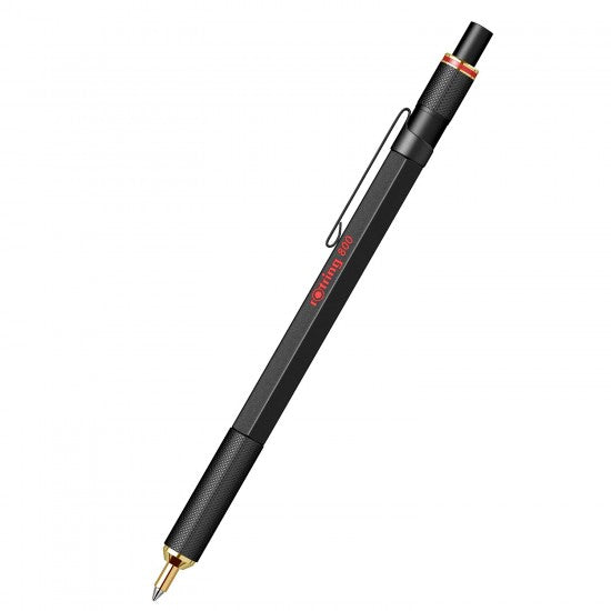 Rotring | 800 Series | Black 1.0mm Ball Pen | Metal Body | Non-Slip | Metal Knurled Grip