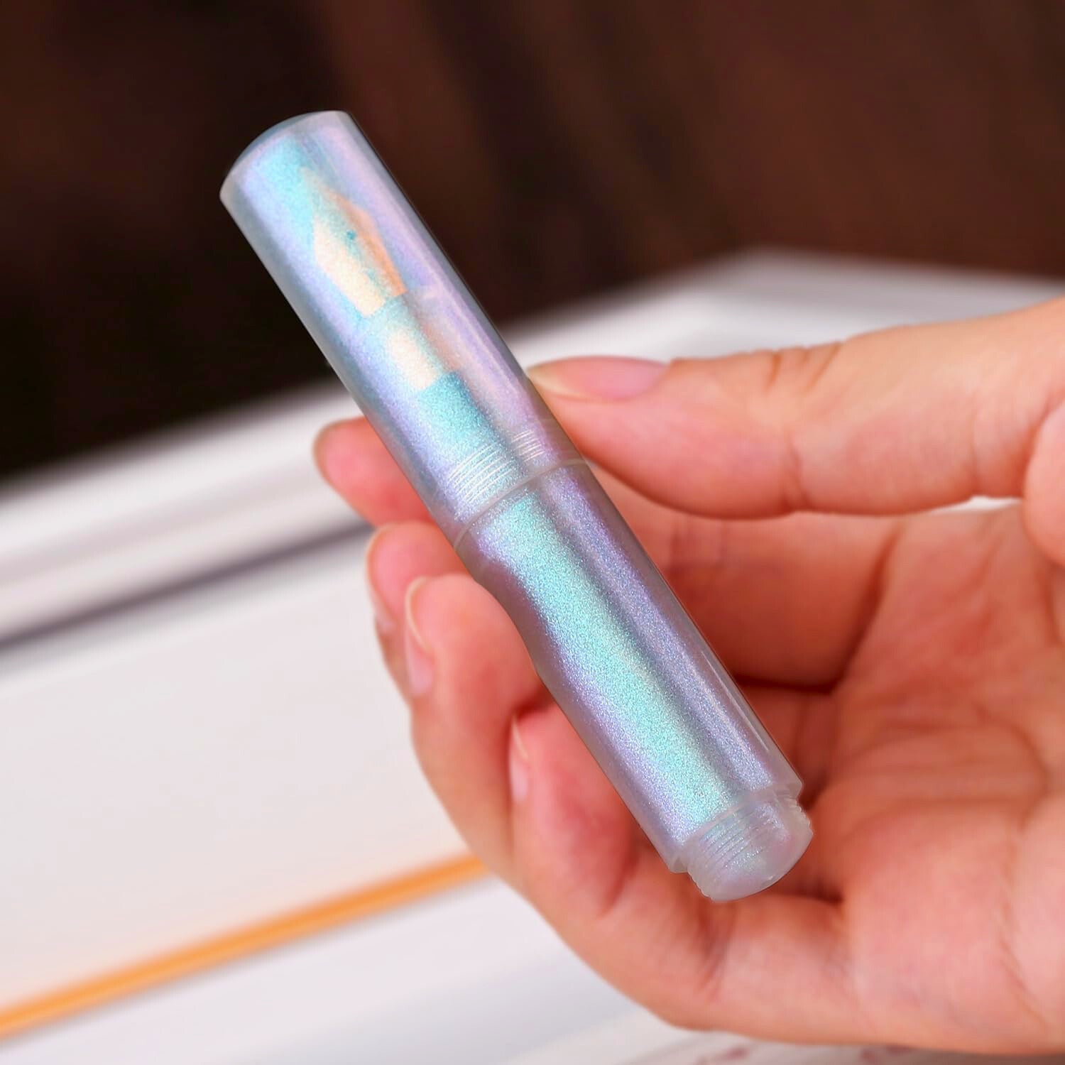 Moonman Wancai Mini Eyedropper Fountain Pen – Fine Nib, Pearl Green Resin, Pocket-Size Travel Pen