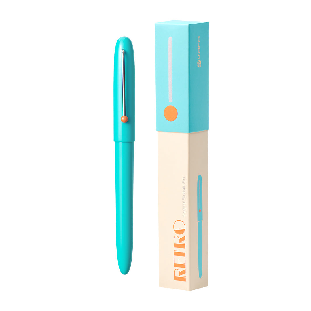 Kaco | Fountain Pens | 0.5mm | Black Ink | Retro | Paper Box Packaging