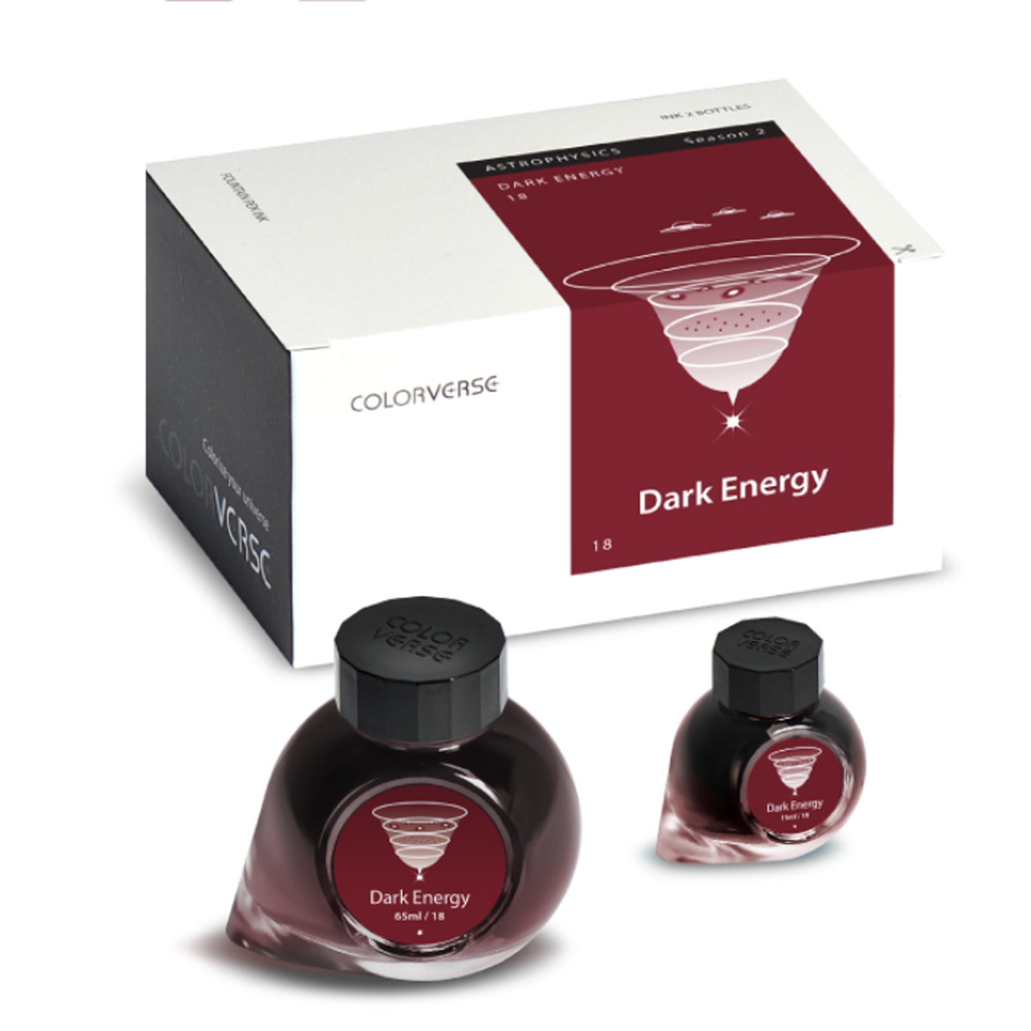 Colorverse | Astrophysics Series | Season 2 | Fountain Pen Ink | Dark Energy | Dark Brown | 65ml and 15ml | 2 Bottle Set