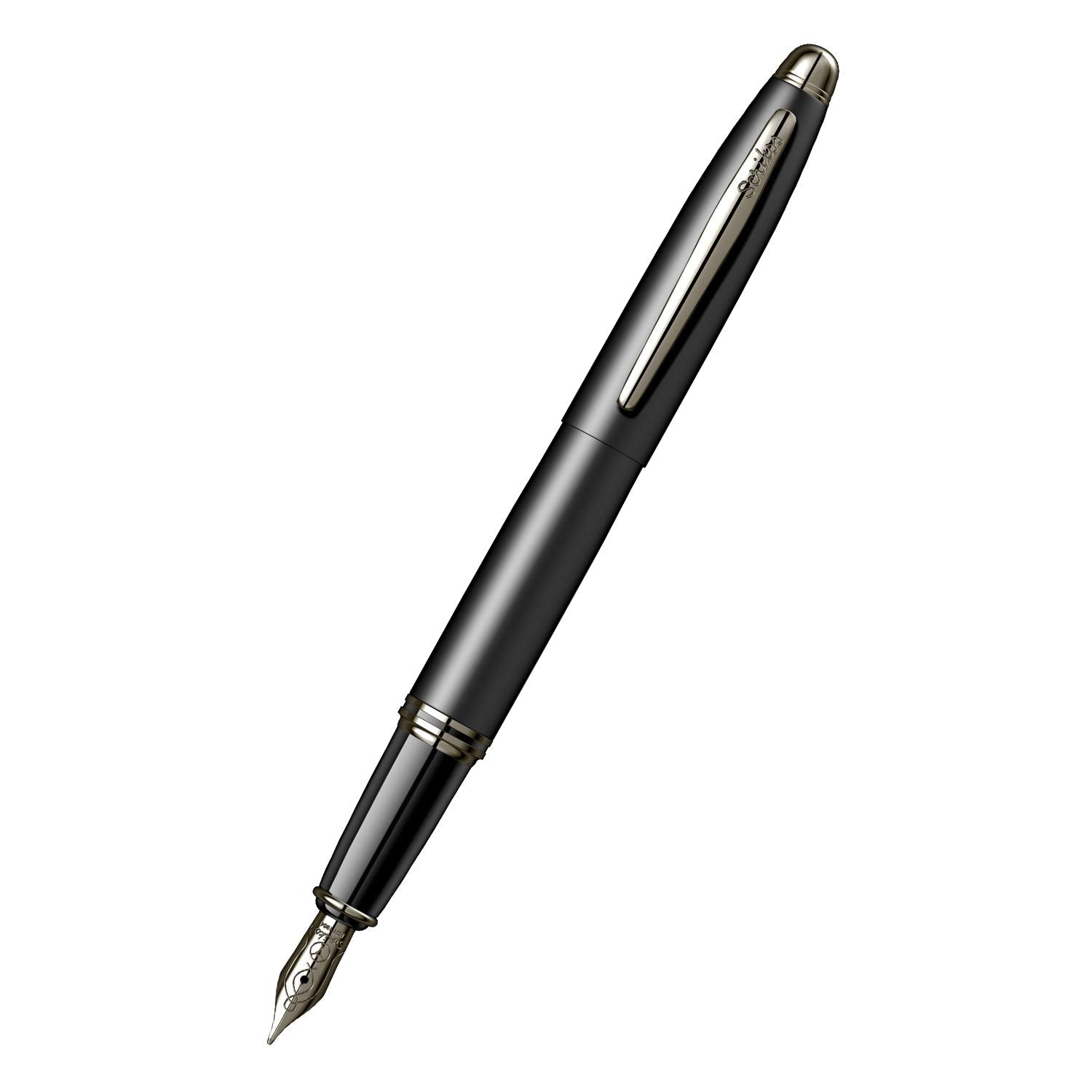 Scrikss | Knight 88 | Matte Black | Fountain Pen | Medium Nib With Iridium Point | Titanium Trim
