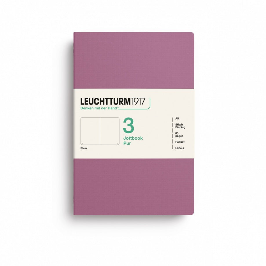 LEUCHTTURM1917 Jottbook A5, Pack of 3, Plain, Dusty Rose