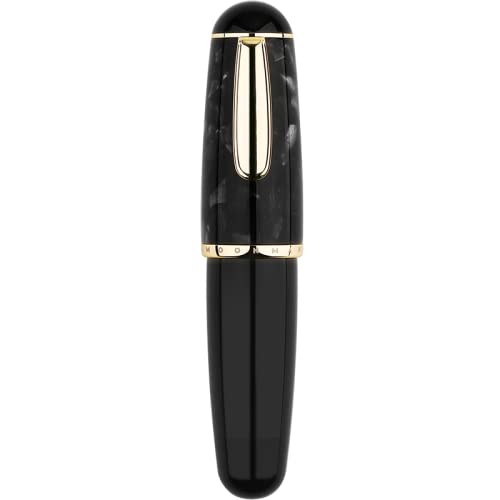 Moonman Q1 Fountain Pen Extra Fine Nib Black Acrylic, Little Fat Man Eyedropper Filling Pocket Pen Large Capacity