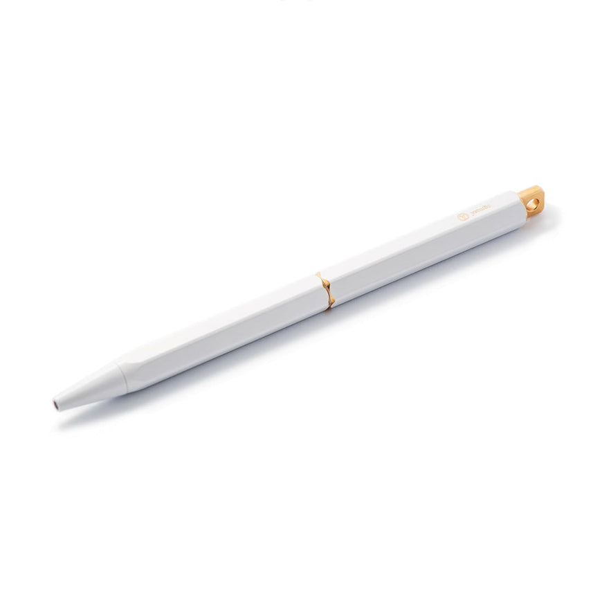 Ystudio Classic Revolve Portable Ballpoint Pen Brass (White finish)