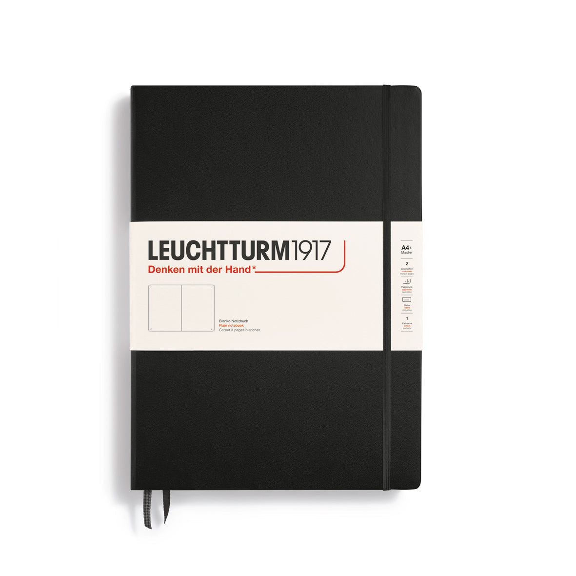 LEUCHTTURM1917 Master Classic Hardcover Notebook (A4+), Plain, 235 Pages - Black
