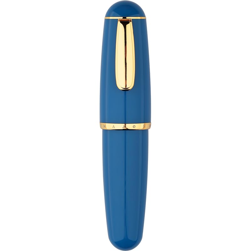 Moonman Q1 Mini Eyedropper Extra Fine Fountain Pen, Concubine Blue Resin Short Pocket Pen,Large Capacity Writing Pen Case Set