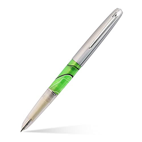 Moonman 101 Acrylic Celluloid Fountain Pen Hooded Fine Nib 0.5mm with Stainless Steel Cap - Green