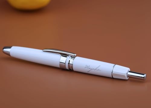 Moonman A3 Retractable Fountain Pen Extra Fine Nib With Box, White Ink Pen With Converter Writing Set (Silver Clip Version)