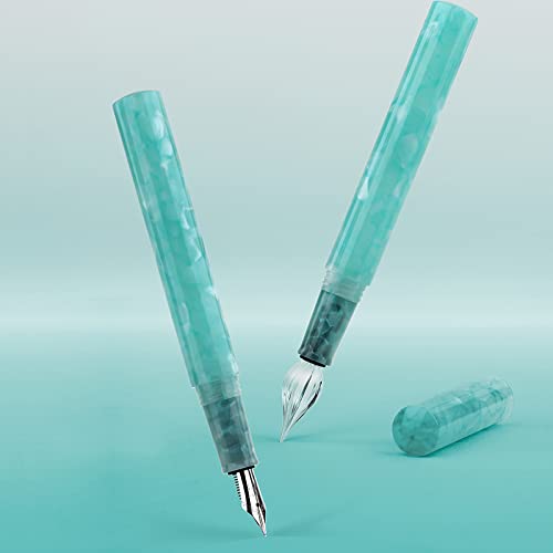 Moonman N6 Fountain Pen - Extra Fine Fude Nib/Glass Dip Nib - Blue Green