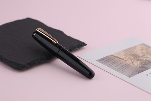 Moonman Q2 Mini Fountain Pen Eyedropper Filling, Extra Fine Nib Transparent Black Acrylic Pen with Eyedropper and Pen Case