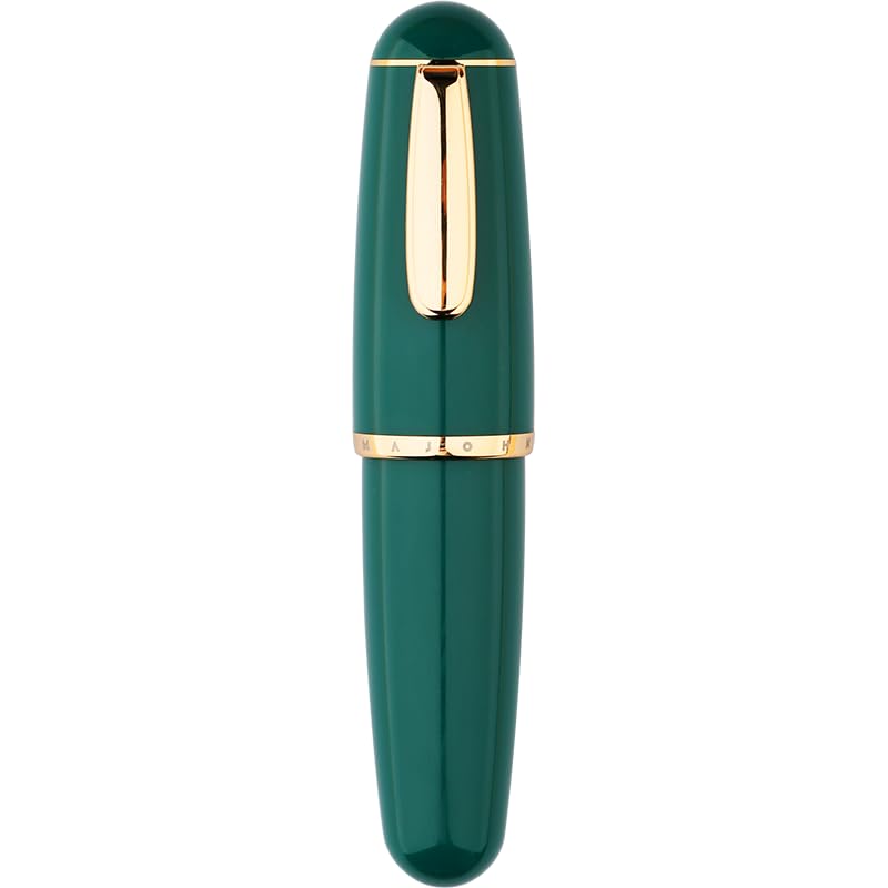Moonman Q1 Mini Eyedropper Extra Fine Fountain Pen, Pine Blossom Green Resin Short Pocket Pen,Large Capacity Writing Pen Case Set