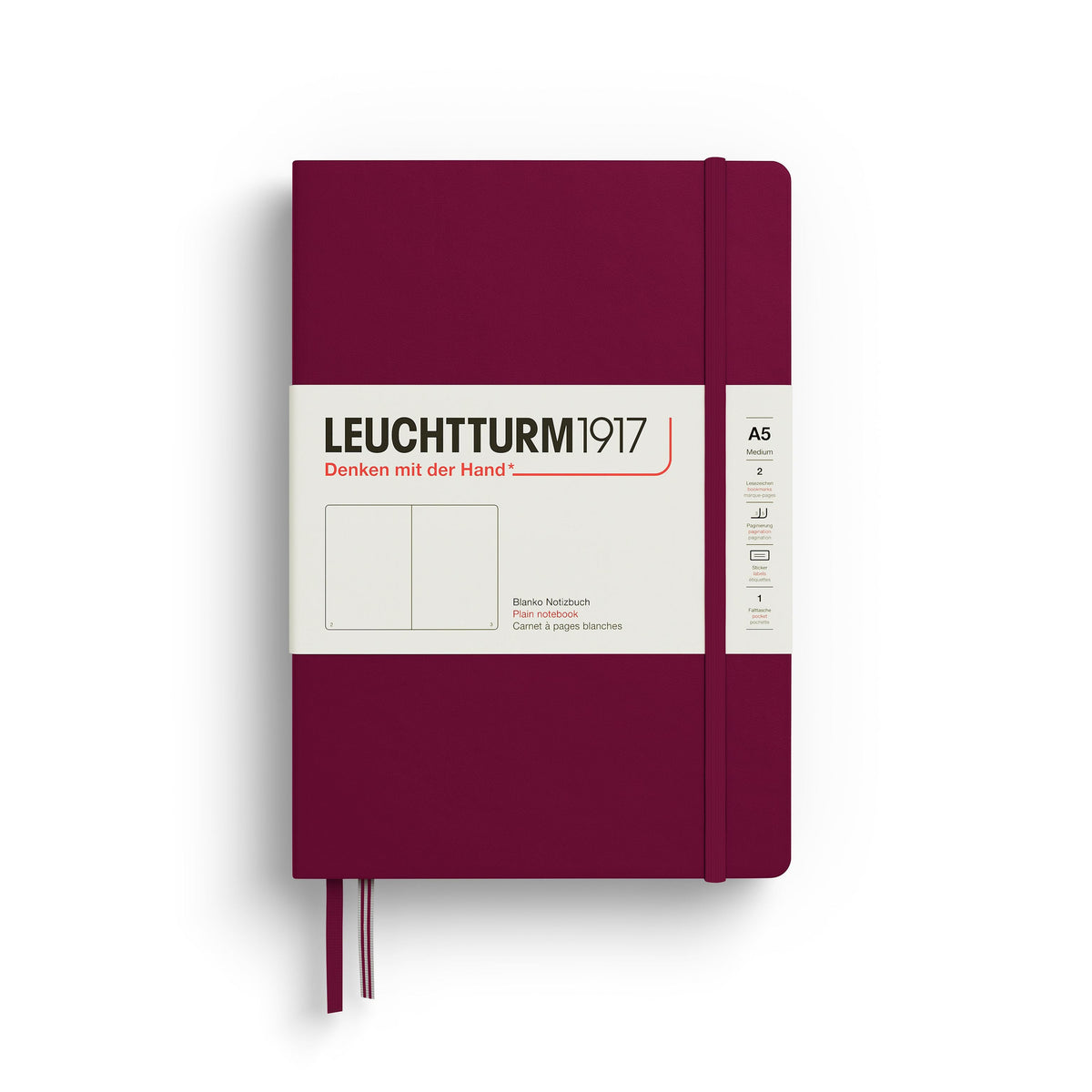 LEUCHTTURM1917 Hardcover Notebook Medium (A5), Plain, 251 Pages - Port Red
