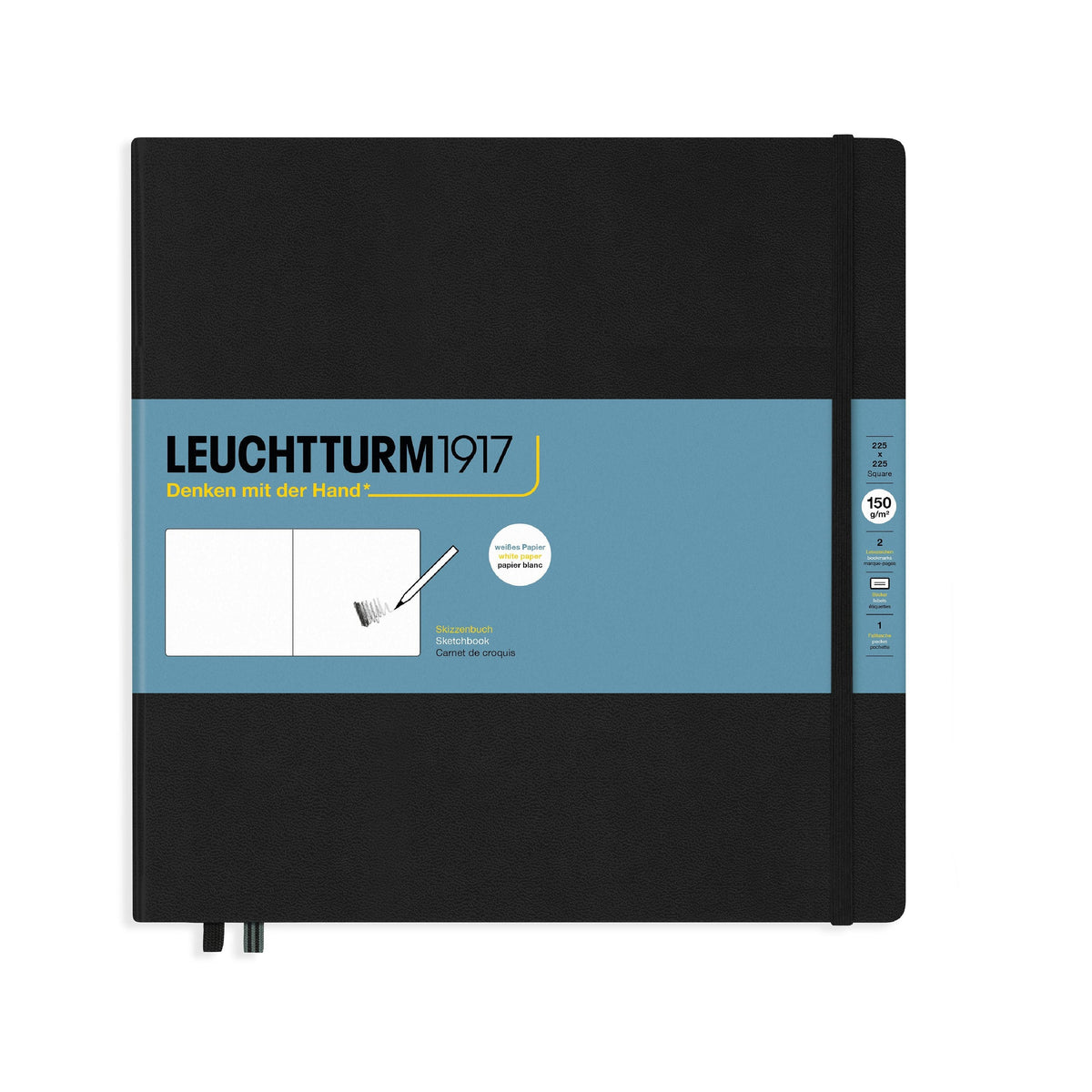 LEUCHTTURM1917 Hardcover Sketchbook Square, Plain, 112 Pages - Black