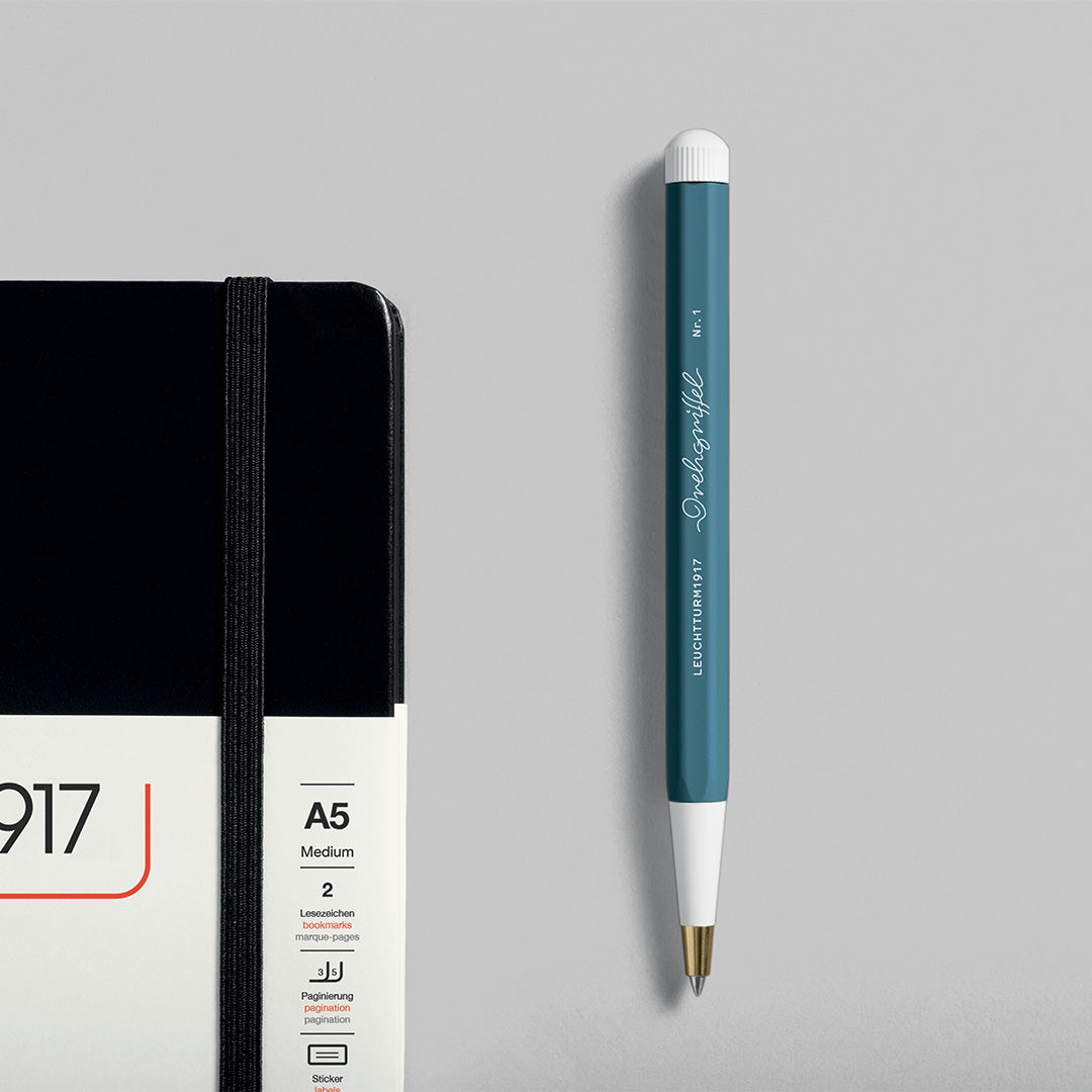 LEUCHTTURM1917 Gel Pen with Document Proof Black Ink | Drehgriffel No. 1 | Stone Blue| Twist Mechanism