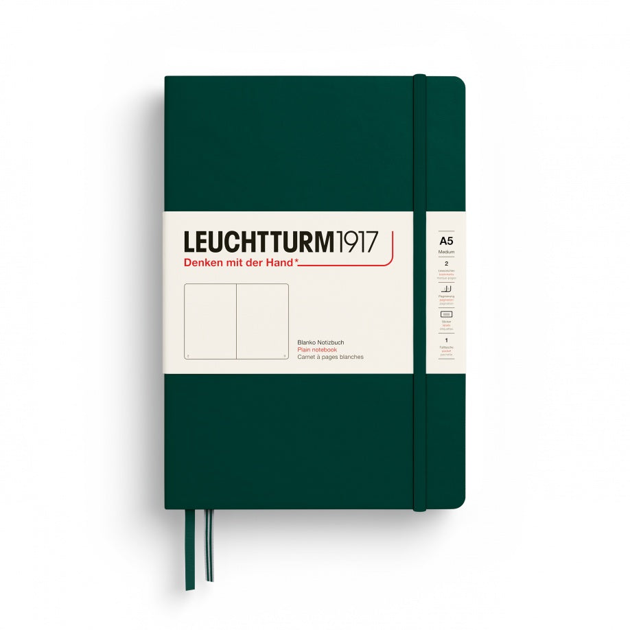 LEUCHTTURM1917 Hardcover Notebook Medium (A5), Plain, 251 Pages - Forest Green
