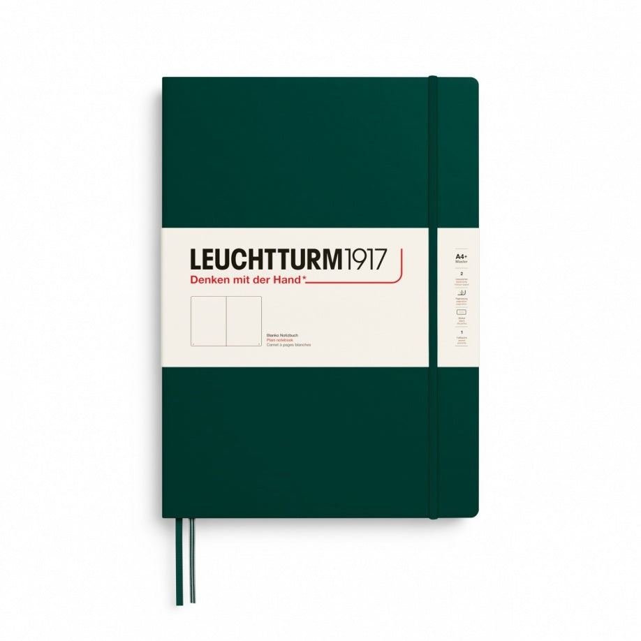 LEUCHTTURM1917 Master Slim Hardcover Notebook (A4+), Plain, 123 Pages - Forest Green