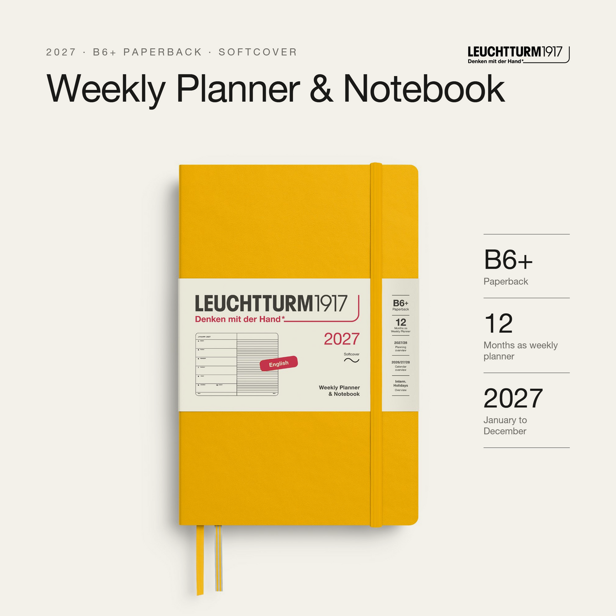 LEUCHTTURM1917 2027 Softcover Weekly Planner & Notebook B6+ - Sunflower