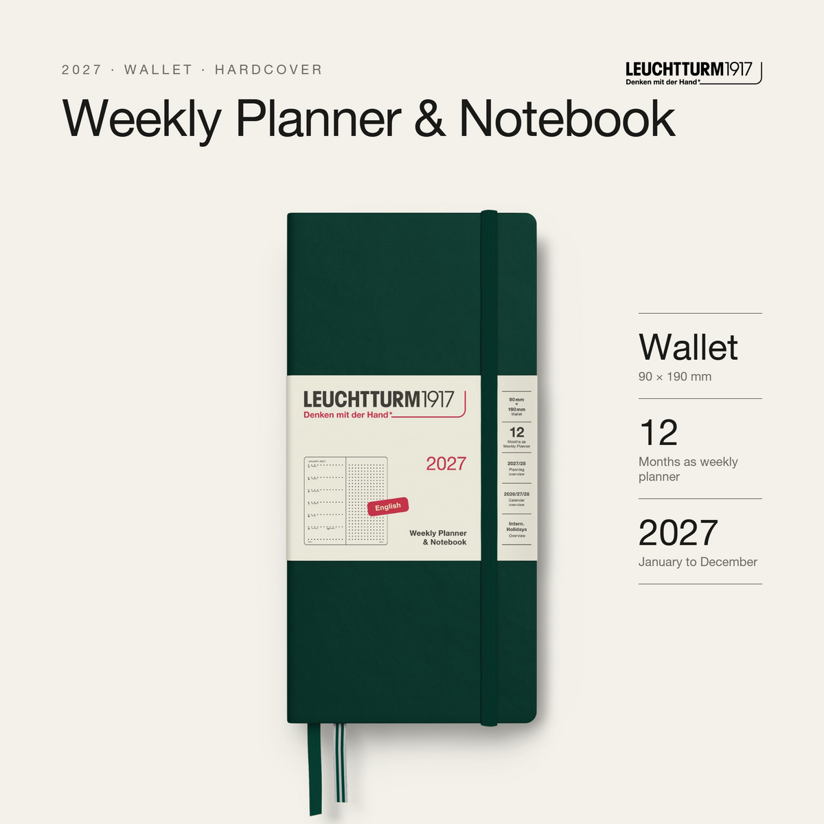 Leuchtturm1917 2027 Weekly Planner Dotted (B6+Xa6) - Forest Green