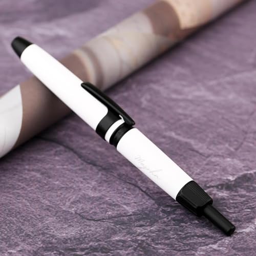 Moonman A3 Retractable Fountain Pen Extra Fine Nib With Box, White Ink Pen With Converter Writing Set (Black Clip Version)