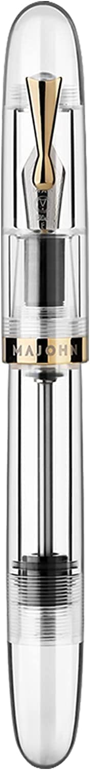 Moonman C4 Eyedropper Fountain Pen Extra Fine Nib, Transparent Acrylic Big Size Writing Pens for Office Business with Box (Extra Fine)