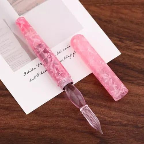 Moonman N10 Glass Dip Pen – Pink Acrylic Body with Handcrafted Glass Nib, 0.6–0.8mm, for Writing, Calligraphy & Drawing
