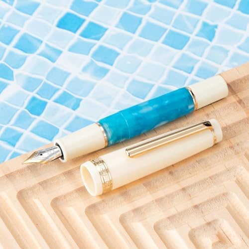 Jinhao 82 Mini Fountain Pen With Extra Fine, Smooth Writing Pocket Pen, Gold Trim, Acrylic Marble Blue, Includes Converter No reviews