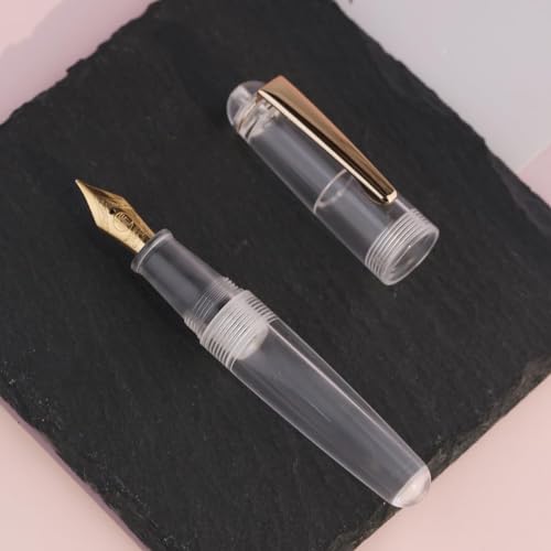 Moonman Q2 Mini Fountain Pen Eyedropper Filling, Extra Fine Nib Clear Acrylic Pen with Eyedropper and Pen Case