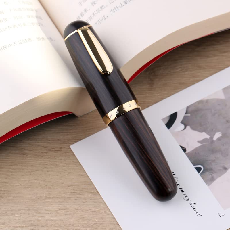 Moonman Q1 Mini Eyedropper Filling Fountain Pen, Iridium Nib Pocket Pen with Gift Box, Palm Short Writing Set for Travel (Black Sandalwood,Extra Fine Nib 0.3mm)