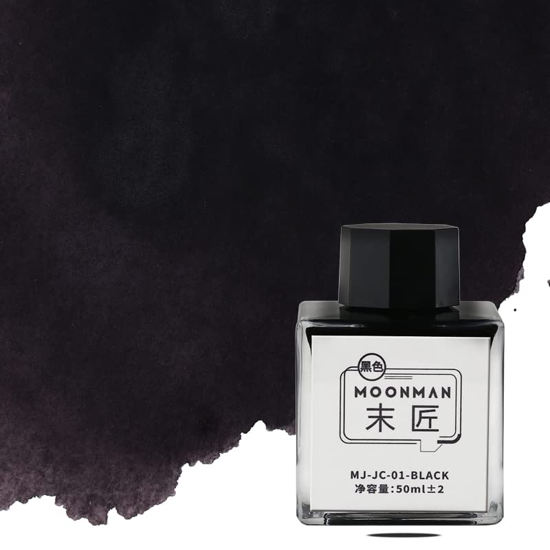 Moonman Fountain Pen Ink, Inspired Waterproof Black , 50ml Bottle