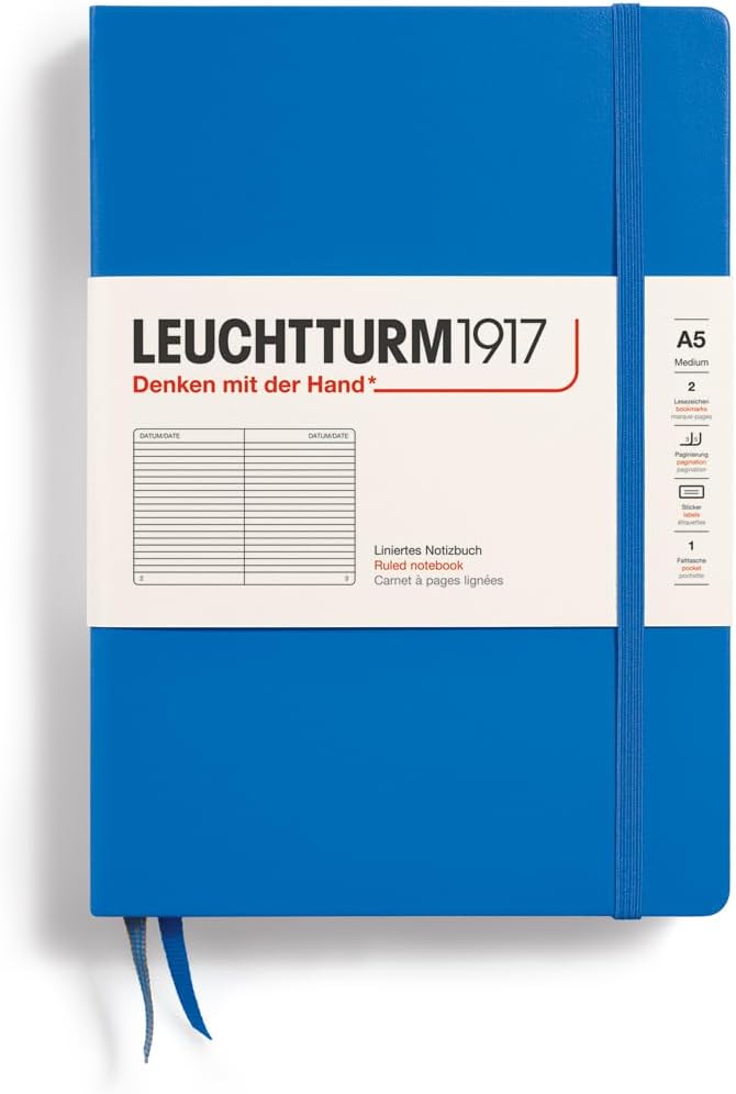 LEUCHTTURM1917 Hardcover Notebook Medium (A5), Ruled, 251 Pages - Ink