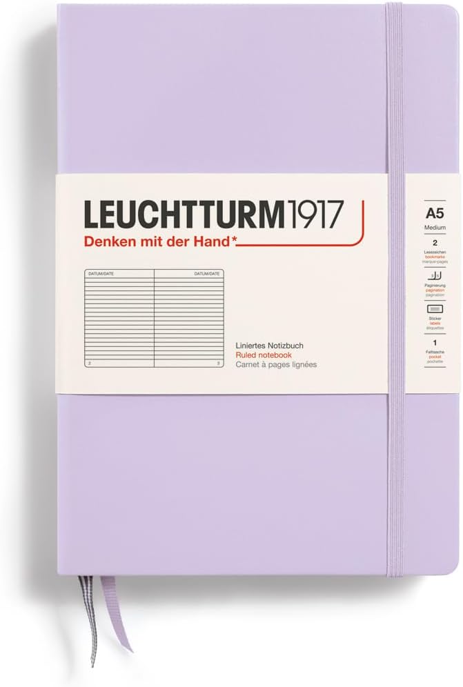 LEUCHTTURM1917 Hardcover Notebook Medium (A5), Ruled, 251 Pages - Lilac