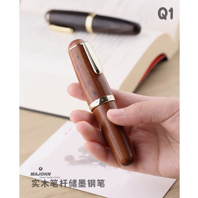 Moonman Q1 Mini Eyedropper Filling Fountain Pen, Iridium Nib Pocket Pen with Gift Box, Palm Short Writing Set for Travel (African Rosewood,Extra Fine Nib 0.3mm)