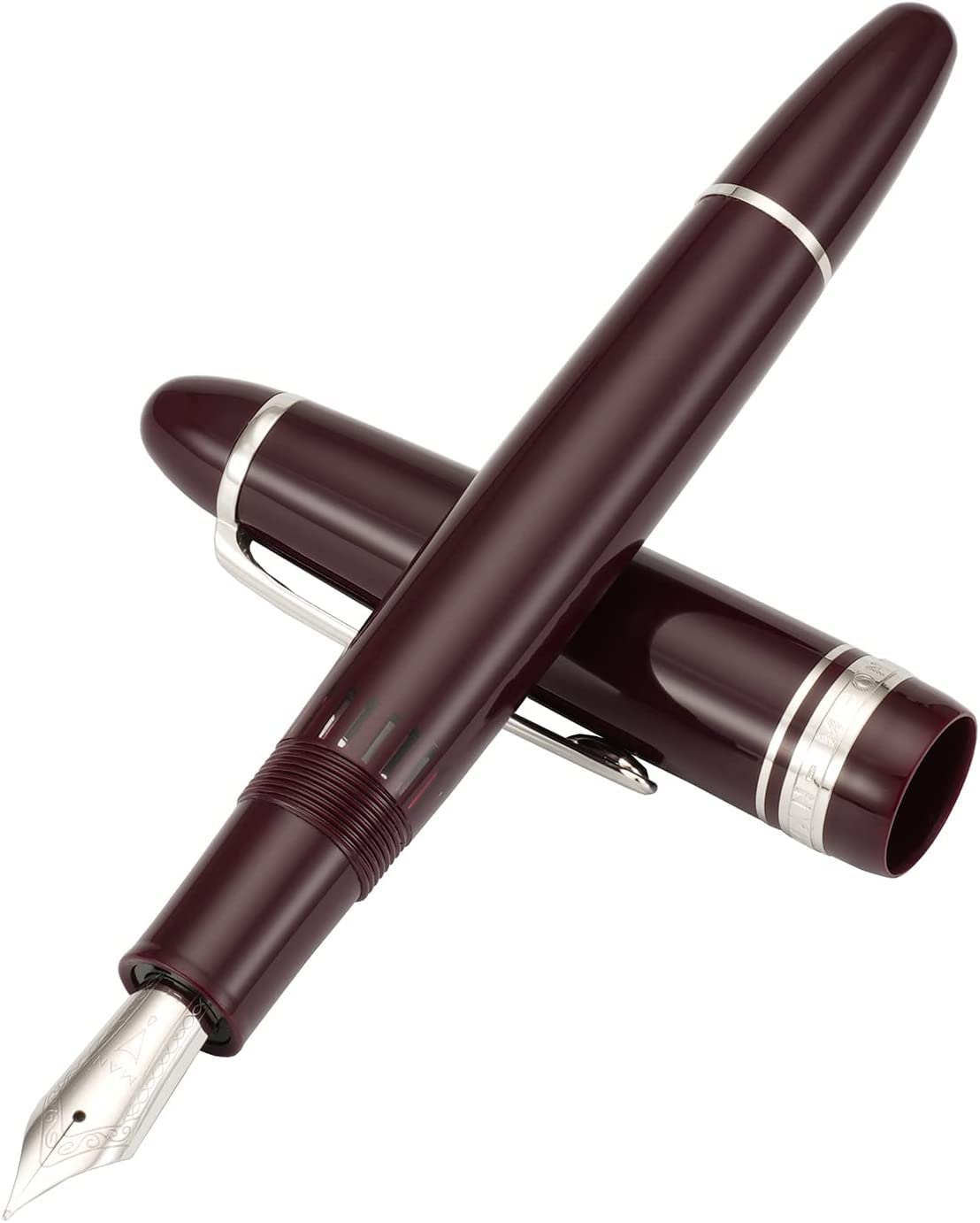 Moonman P136 Piston Fountain Pen Fine Nib with Box, Resin Pen Set