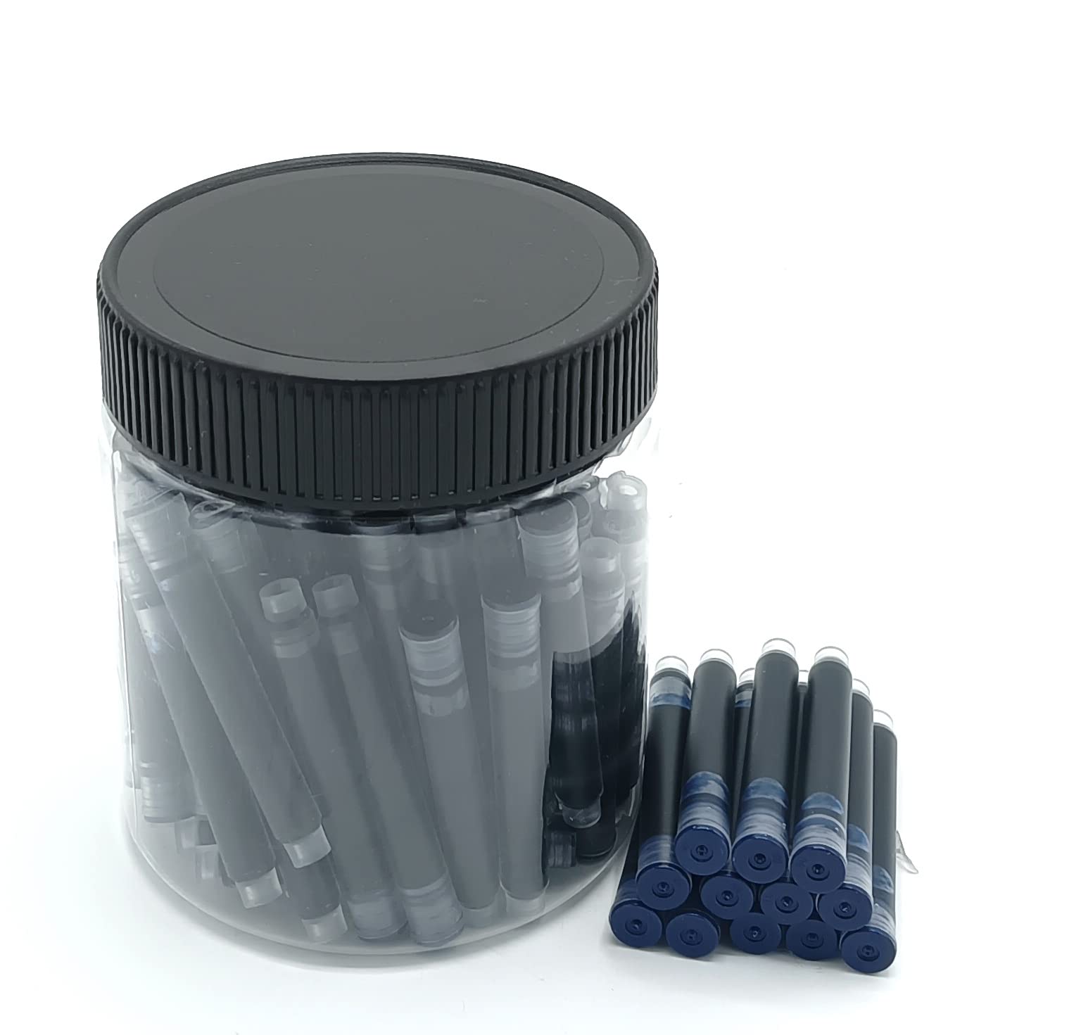 Jinhao Blue Black Fountain Pen Ink Cartridges Refills – 2.6mm Bore Diameter, 80 Pcs Disposable Ink Cartridges for Jinhao Pens, Ideal for School & Office Use