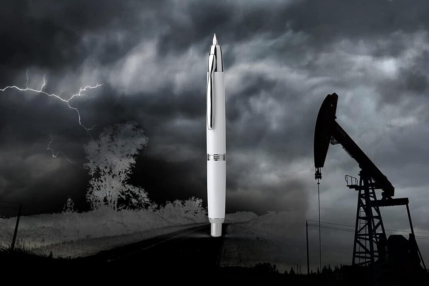 Moonman A1 Press Fountain Pen, Retractable Extra Fine Nib Metal White Pen with Box for Writing Set (with Clip Version)