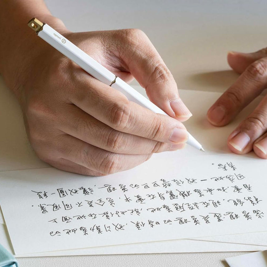 Ystudio Classic Revolve Portable Ballpoint Pen Brass (White finish)