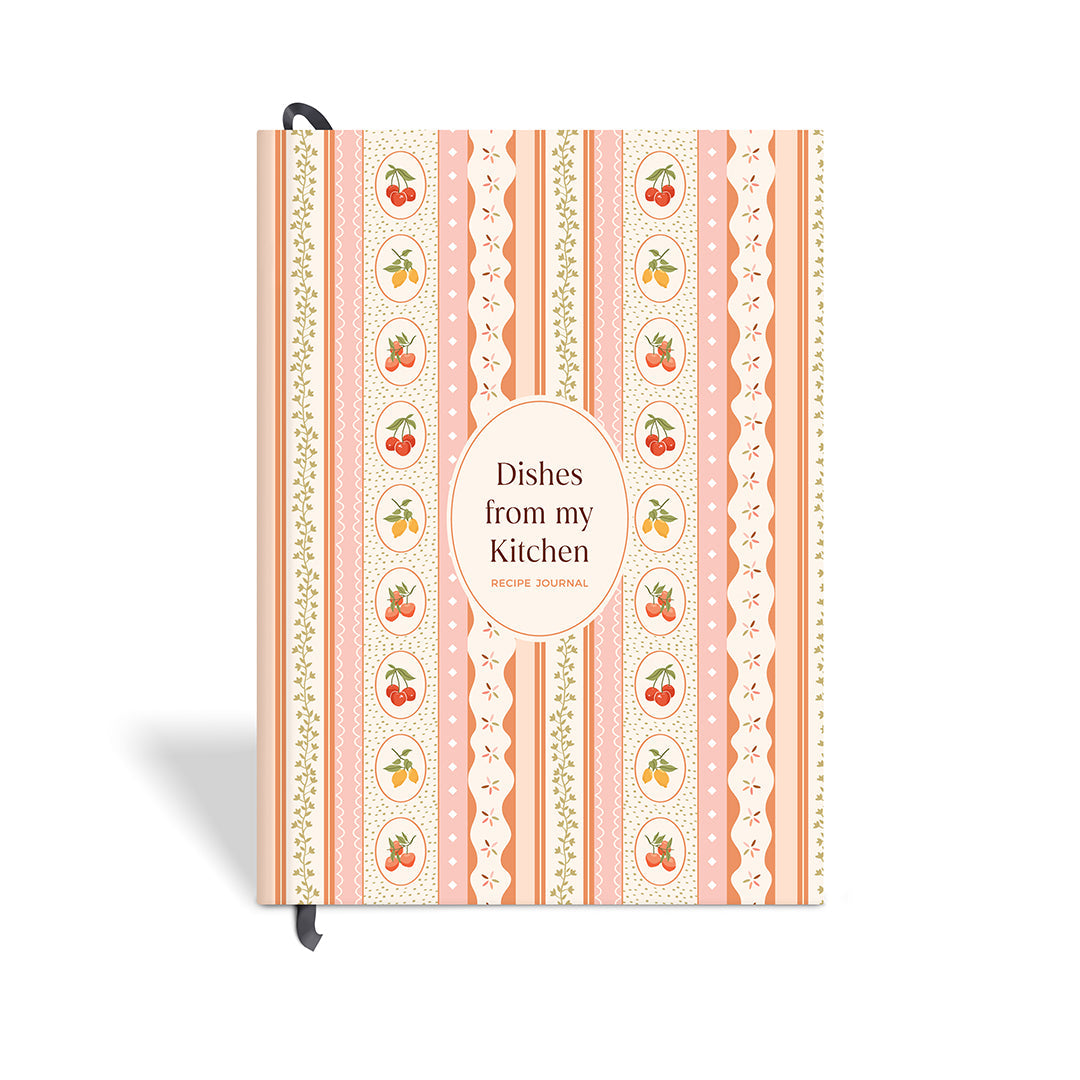7mm Between the Lines | Recipe Journal | A5 Size | 4 Sticker Sheets | Hardbound and Laminated | Dishes from My Kitchen | Salmon