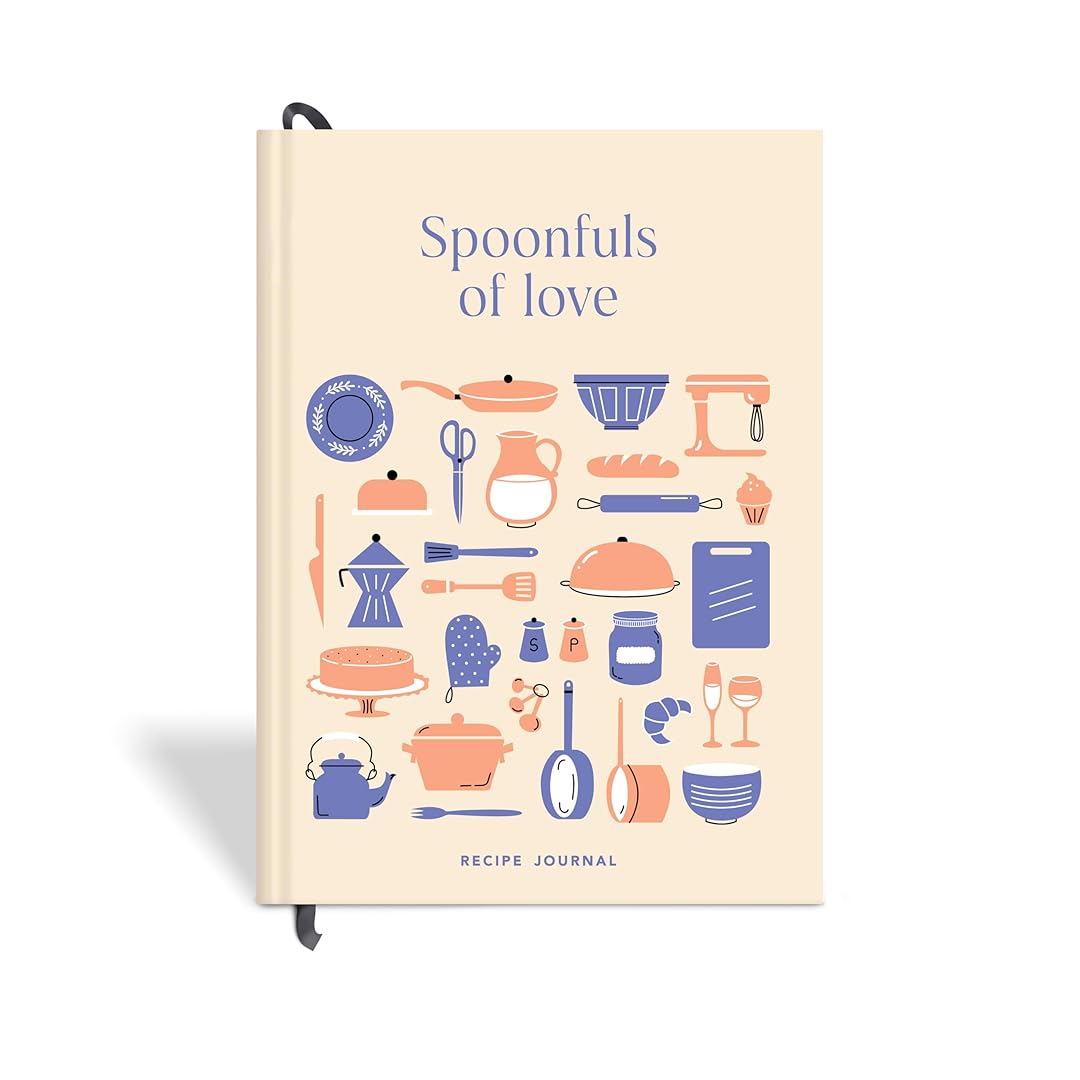 7mm Between the Lines | Recipe Journal | A5 Size | 4 Sticker Sheets | Hardbound and Laminated | Spoonfuls of Love | Beige