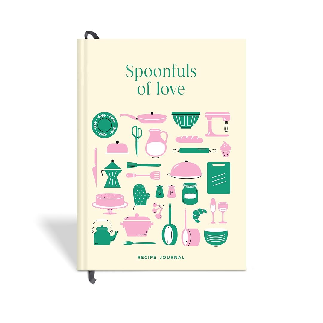 7mm Between the Lines | Recipe Journal | A5 Size | 4 Sticker Sheets | Hardbound and Laminated | Spoonfuls of Love | Green