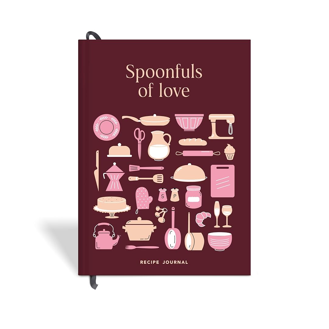 7mm Between the Lines | Recipe Journal | A5 Size | 4 Sticker Sheets | Hardbound and Laminated | Spoonfuls of Love | Maroon