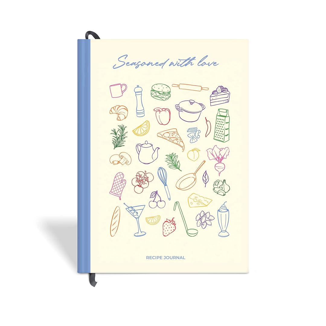 7mm | Recipe Journal | A5 | Hardbound | Laminated | Seasoned With Love | Beige
