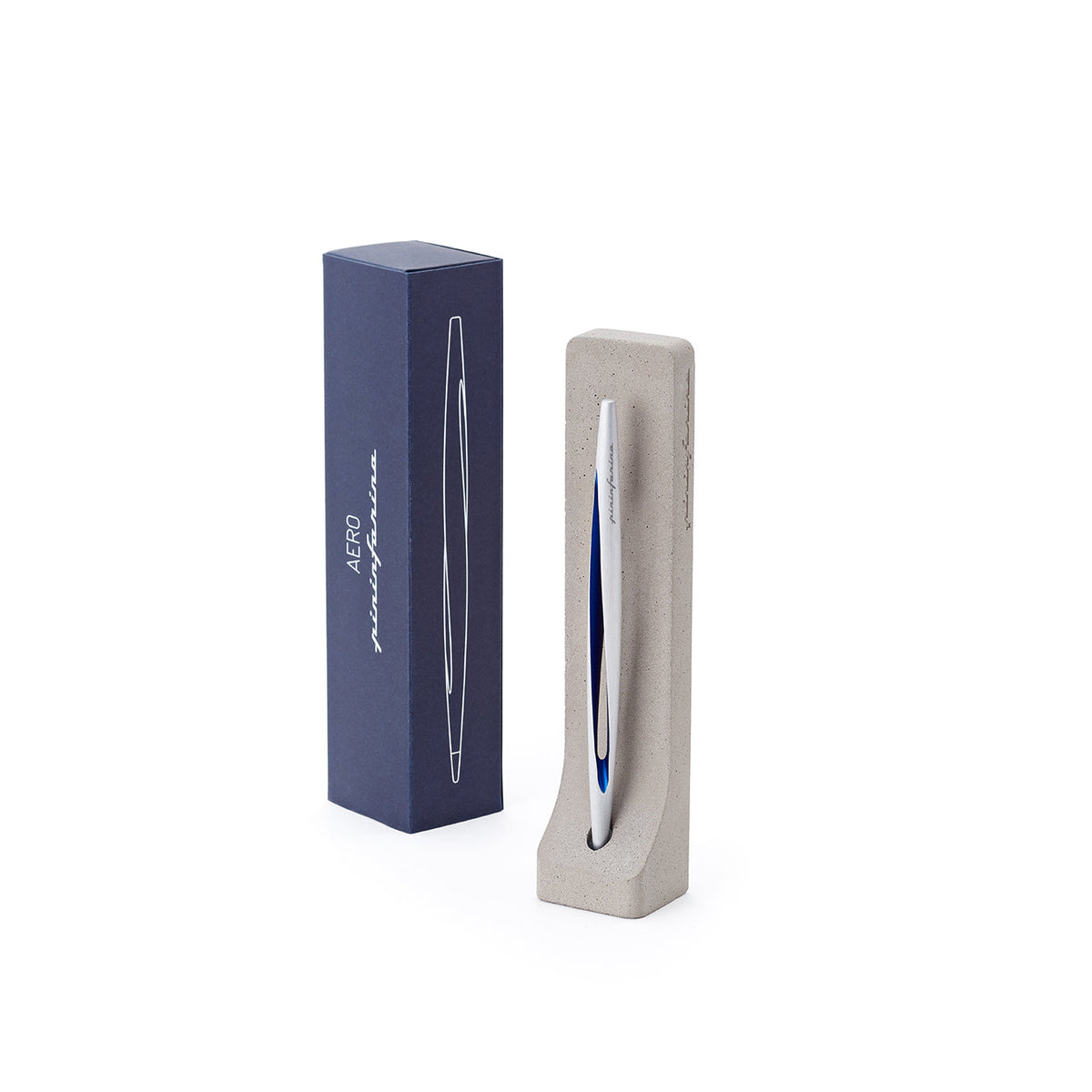 Pininfarina Aero Ethergraf Pencil Blue with Raw Concrete Desk Stand