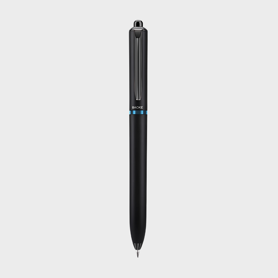 Baoke | Rollerball Pen | 0.5mm | Black Ink | Black Barrel with Shiny Blue | BK124