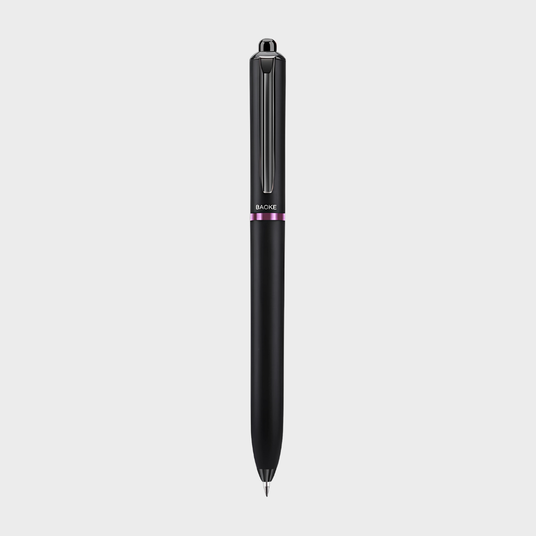 Baoke | Rollerball Pen | 0.5mm | Black Ink | Black Barrel with Shiny Purple | BK124