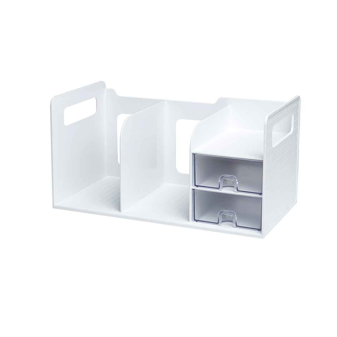 Sysmax 2 Bookshelf Book Rack with 2 Drawers - White