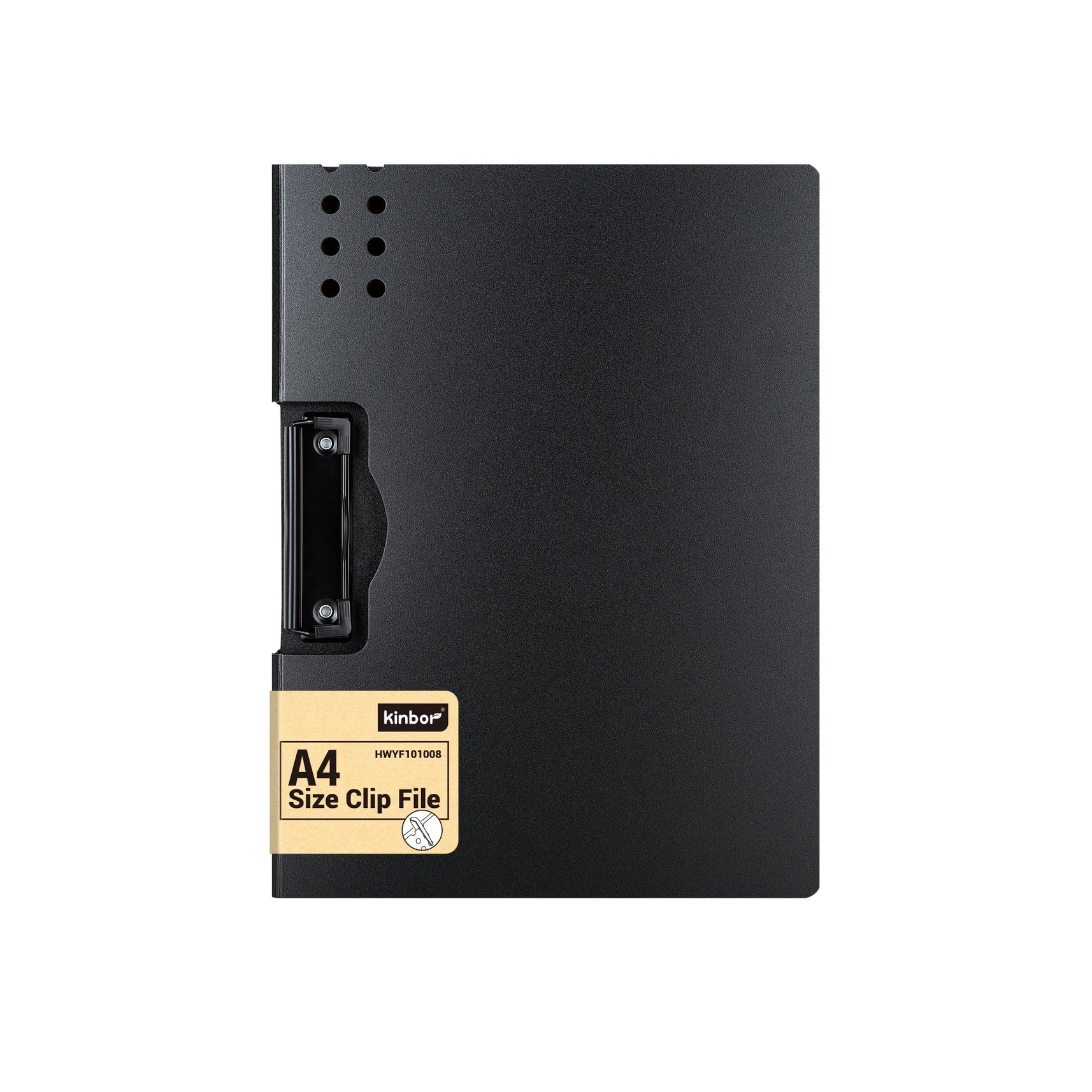 Kinbor A4 Clip File – Side Clip Black (HWYF101008)  Durable Document Holder