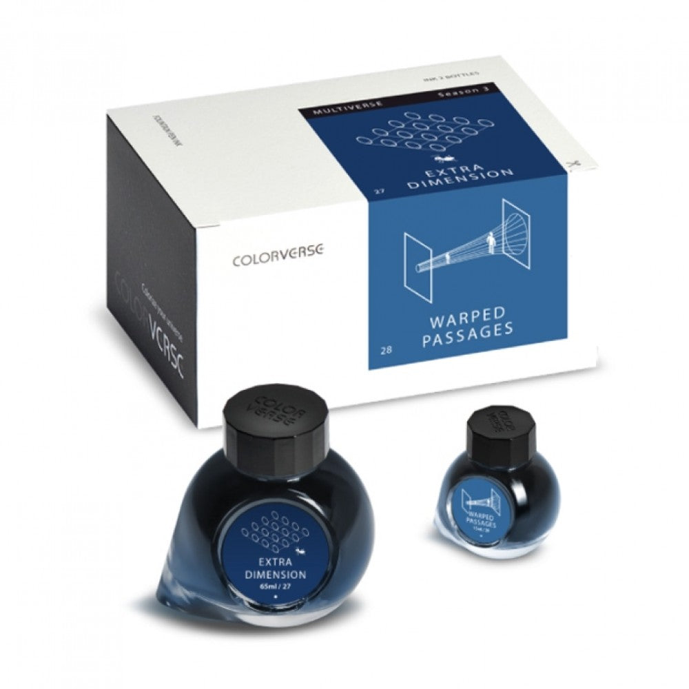 Colorverse | Multiverse Series | Season 3 | Fountain Pen Ink | Extra Dimension | Dark Blue | 65ml and 15ml | 2 Bottle Set - penpencilink